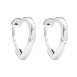 2MM Heart Huggie Hoop Earrings 10KT WG/15MM   *FINAL SALE*
