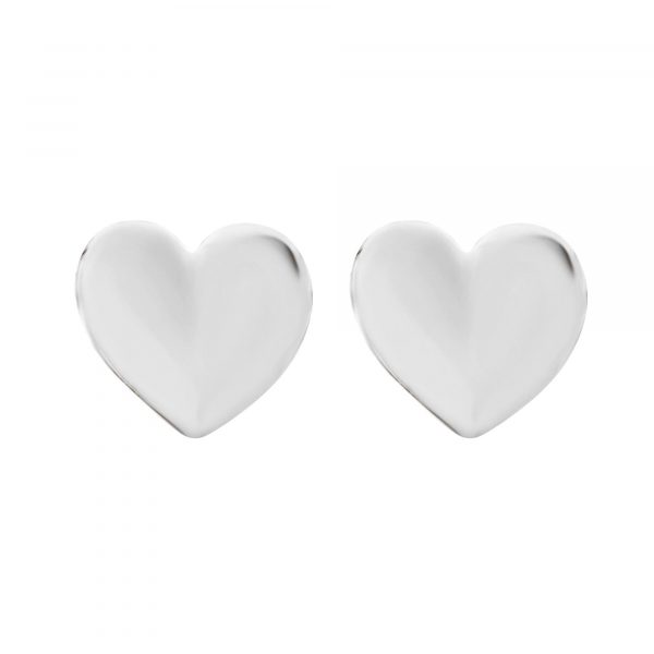 High Polish Heart Stud Earrings 10KT WG/7MM           *FINAL SALE*