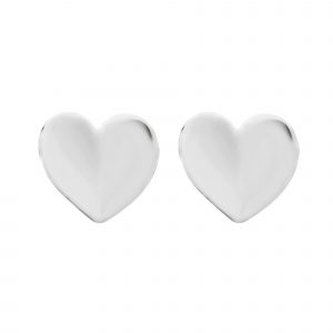 High Polish Heart Stud Earrings 10KT WG/7MM           *FINAL SALE*