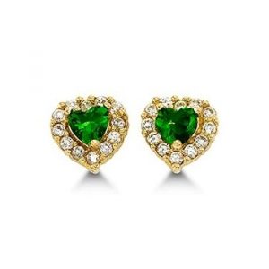MAY Sim. Birthstone Heart & Cubic Zirconia Baby Screwback Stud Earrings 14KT/5.5MM           *FINAL SALE*
