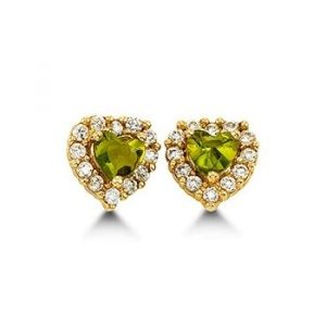 AUG Sim. Birthstone Heart & Cubic Zirconia Baby Screwback Stud Earrings 14KT/5.5MM           *FINAL SALE*