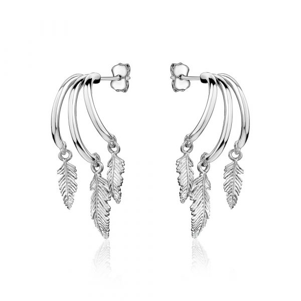 Dangle Feather Stud Earrings Sterling Silver   *FINAL SALE*