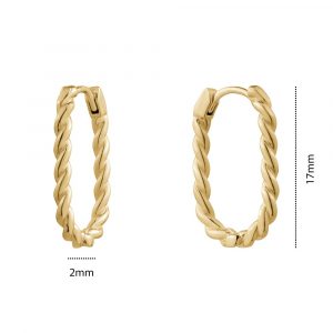 Oval Solid Rope Design Huggie Hoop Earring 10KT      *FINAL SALE*