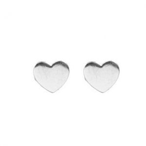 Plain Flat Heart Stud Earrings 10KT WG/3.5MM      *FINAL SALE*