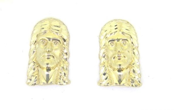 Small D.Cut Jesus Head Stud Earrings 10KT/17MM    *FINAL SALE*