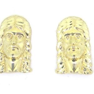 Small D.Cut Jesus Head Stud Earrings 10KT/17MM      *CLEARANCE-FINAL SALE*