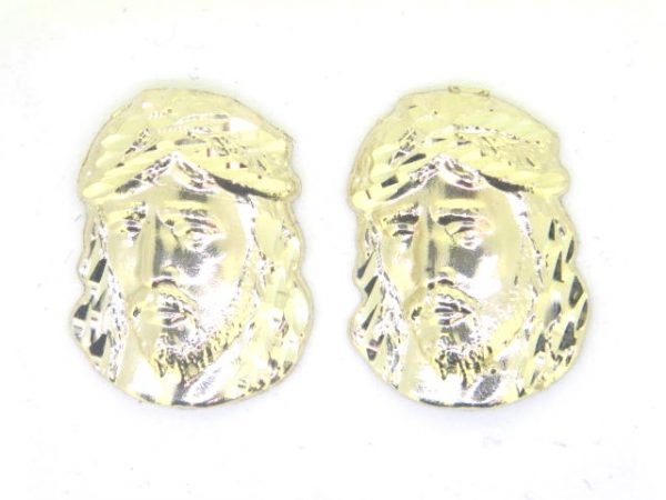D.Cut Jesus Head Stud Earrings  10KT/18MM     *FINAL SALE*