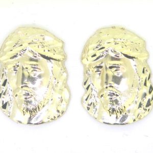 D.Cut Jesus Head Stud Earrings  10KT/18MM    *Final Sale*