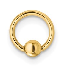 Cartilage 18 Guage Hoop with 3mm Bead 14KT/8MM       *FINAL SALE*