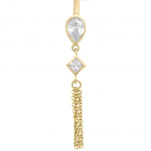 Pear & Princess Shape Bezel Set Cubic Zirconia with Dangle Chain Body Jewellery 14KT      *CLEARANCE-FINAL SALE*