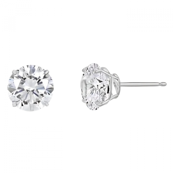 7MM Cubic Zirconia Stud Earrings 14KT WG   *FINAL SALE*