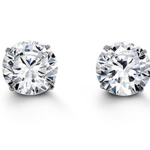 7MM Cubic Zirconia Stud Earrings 14KT WG   *FINAL SALE*