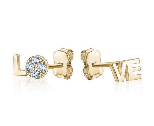 Love with Cubic Zirconia Mismatched Stud Earring 10KT/5MM   *FINAL SALE*