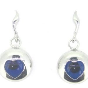 10MM Evil Eye Round with Heart Dangle Stud Earrings 10KT WG   *CLEARANCE-FINAL SALE*