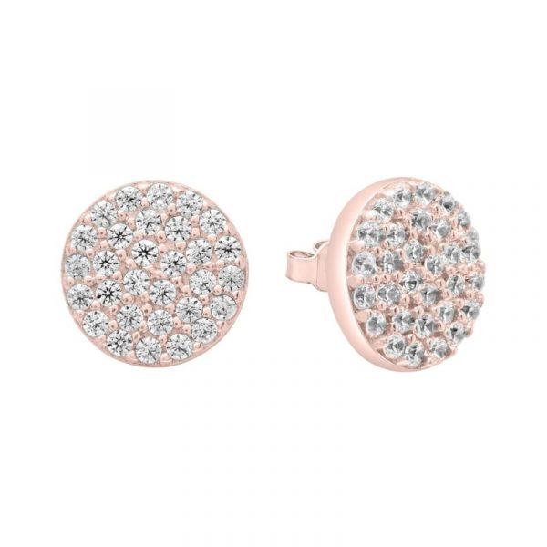 Cubic Zirconia Pave Disc Stud Earrings 10KT PK/7MM     *FINAL SALE*