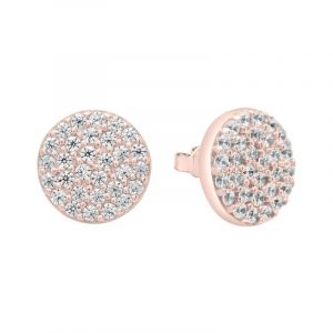 Cubic Zirconia Pave Disc Stud Earrings 10KT PK/7MM     *FINAL SALE*