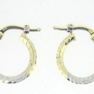 2MM D.Cut Knife Edge Hoop Earrings 10KT TT/16MM