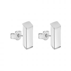 High Polish Bar Stud Earrings 10KT WG/10MM   *FINAL SALE*