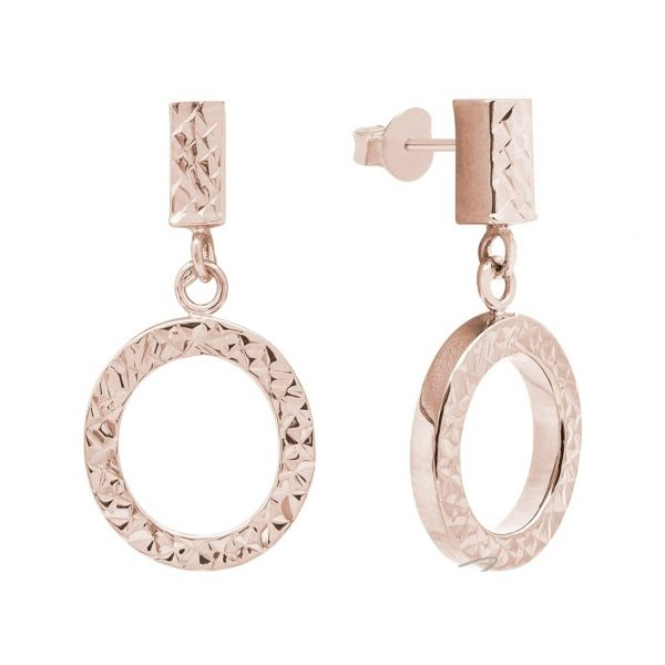 Bar & Circle D.Cut Dangle Stud Earrings 10KT PK   **FINAL SALE**