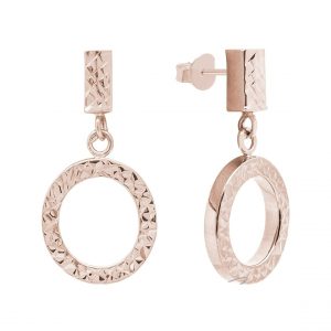 Bar & Circle D.Cut Dangle Stud Earrings 10KT PK   **FINAL SALE**