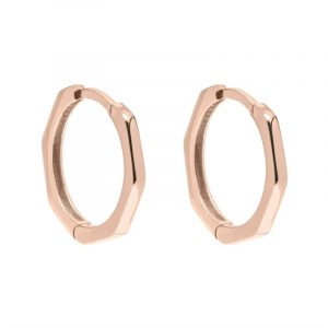 Octagonal Huggie Hoop Earrings 10KT PK/15MM      *CLEARANCE-FINAL SALE*