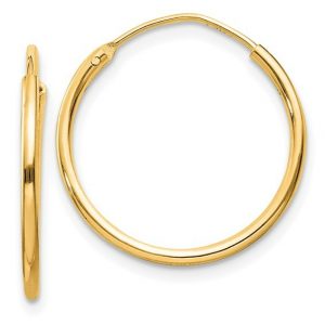 1.5MM High Polish Hinged Tube Hoop Earrings 10KT/18MM