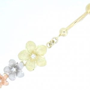 Graduated Hibiscus Flowers w/ Cubic Zirconia Body Jewellery 10KT TC    *FINAL SALE*