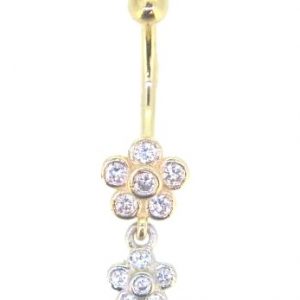 Cubic Zirconia Double Flower Body Jewellery 14KT TT     *CLEARANCE-FINAL SALE*