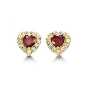 JAN Sim. Birthstone Heart & Cubic Zirconia Baby Screwback Stud Earrings 14KT/5.5MM           *FINAL SALE*