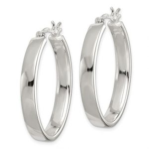 4MM Chunky Tube Hoop Earrings 10KT WG/28MM     *FINAL SALE*