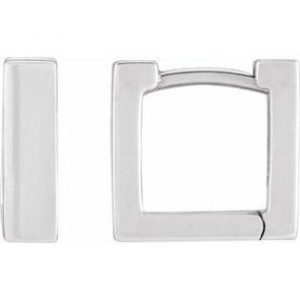 2MM Square Huggie Hoop Earrings 10KT WG/12MM      *FINAL SALE*