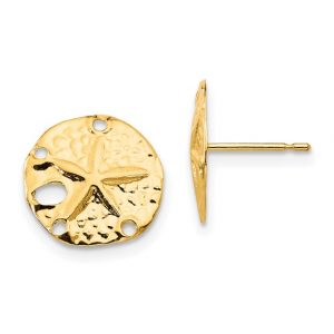 Sand Dollar Stud Earrings 14KT/10MM   *FINAL SALE*