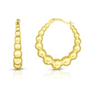 3-5MM Bubble Bead Hoop Earrings 10KT/25MM    *FINAL SALE*
