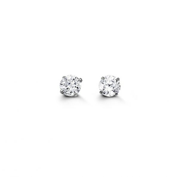 3MM Cubic Zirconia Stud Earrings 14KT WG   *FINAL SALE*