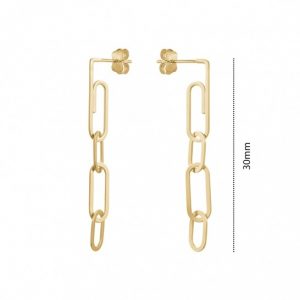 Paper Clip Multi Link Dangle Earring 10KT/30MM     *FINAL SALE*