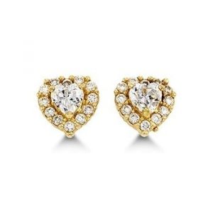APR Sim. Birthstone Heart & Cubic Zirconia Baby Screwback Stud Earrings 14KT/5.5MM           *FINAL SALE*