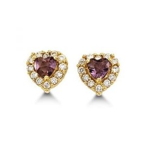 JUN Sim. Birthstone Heart & Cubic Zirconia Baby Screwback Stud Earrings 14KT/5.5MM           *FINAL SALE*
