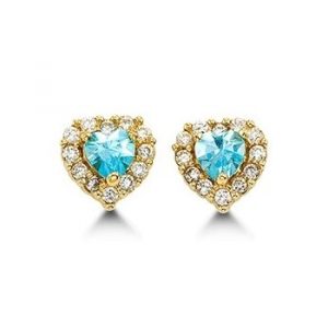 MAR Sim. Birthstone Heart & Cubic Zirconia Baby Screwback Stud Earrings 14KT/5.5MM           *FINAL SALE*