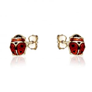 Red Enamel Ladybug Stud Earrings 10KT/8MM     *FINAL SALE*