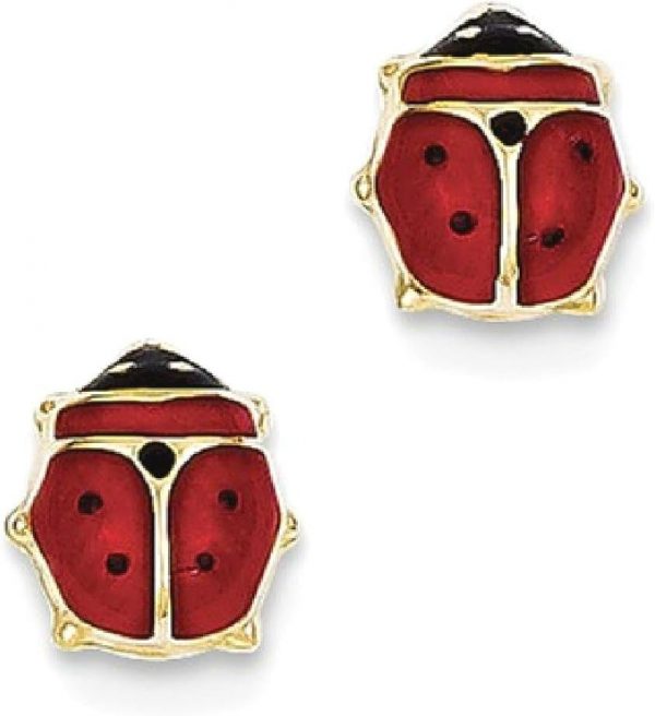 Red Enamel Ladybug Stud Earrings 10KT/10MM     *FINAL SALE*