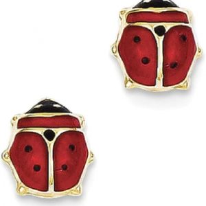 Red Enamel Ladybug Stud Earrings 10KT/10MM     *FINAL SALE*