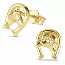 Horsehead  & Horseshoe Stud Earrings 10KT/9MM     *FINAL SALE*