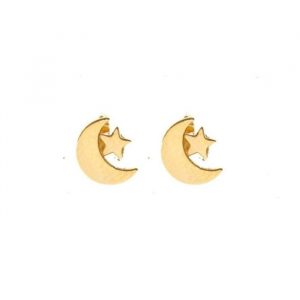Moon & Star Stud Earrings 10KT/6MM *FINAL SALE*