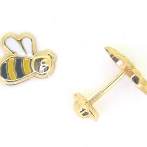 Coloured Enamel Bumble Bee Screw Back Baby Stud Earrings 10KT/8MM  *FINAL SALE*