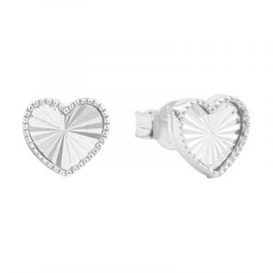 Sun Burst Heart Stud Earrings 10KT WG/7MM *FINAL SALE*