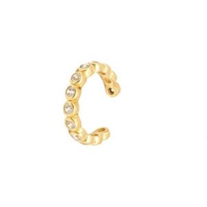 Bezel Cubic Zirconia Bubble Ear Cuff 10KT/11MM
