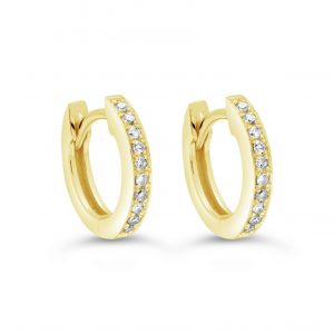 2MM Baby Size Cubic Zirconia Huggie Hoop Earrings 10KT/11MM    *FINAL SALE*