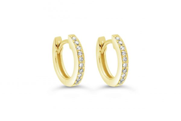 2MM Baby Size Cubic Zirconia Huggie Hoop Earrings 10KT/11MM    *FINAL SALE*