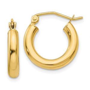 3MM High Polish Tube Hoop Earrings Italian 14KT/22MM   *FINAL SALE*