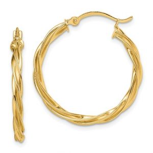 2MM Twisted Tube Hoop Earrings Italian 14KT/28MM   *FINAL SALE*